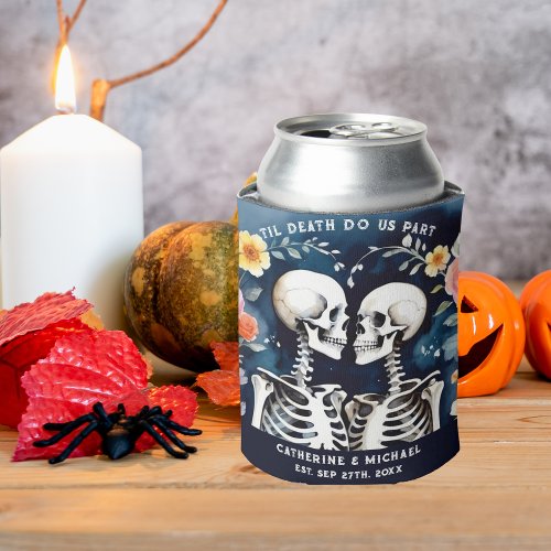 Til Death Do Us Part Skeletons Gothic Wedding Can Cooler