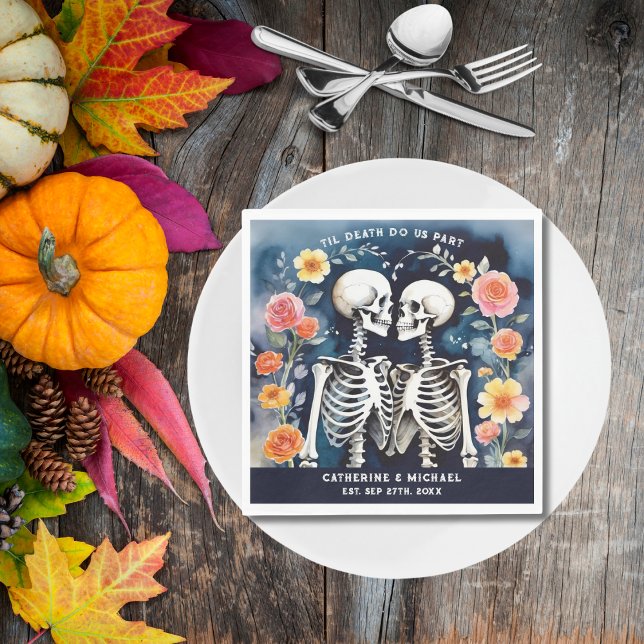 Til Death Do Us Part Skeletons Gothic Wedding Napkins (Creator Uploaded)