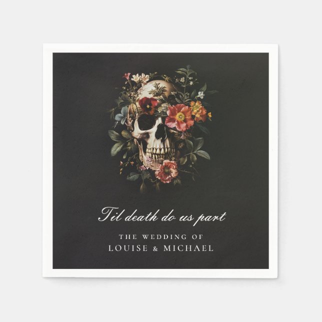 Til Death Do Us Part Skull Gothic Wedding Napkins (Front)