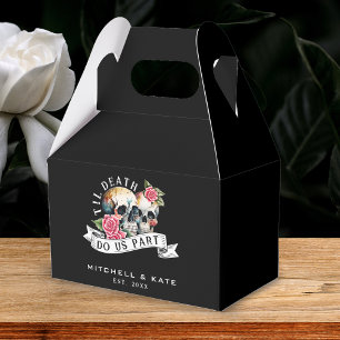 Til Death Do Us Part Skulls & Roses Black Wedding Favor Boxes