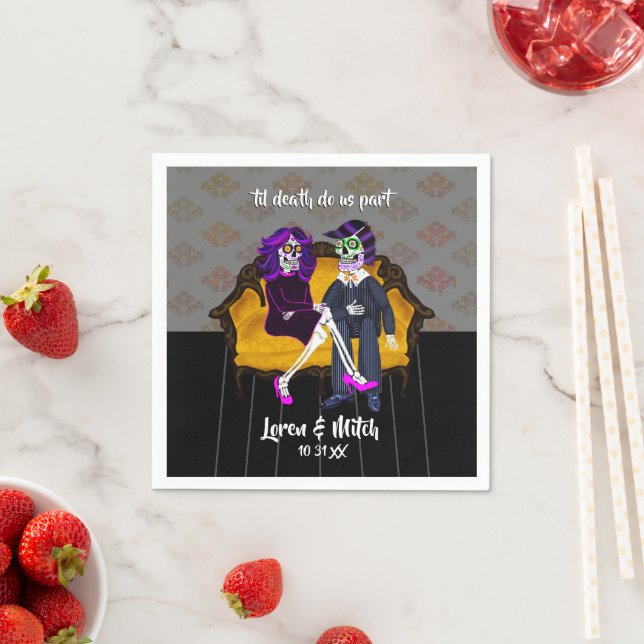 Til Death Do Us Part Sugar Skull Couple Napkins (Insitu)