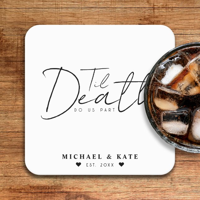 Til Death Do Us Part White Wedding Square Paper Coaster (Til Death Do Us Part White Wedding Square Paper Coaster
)
