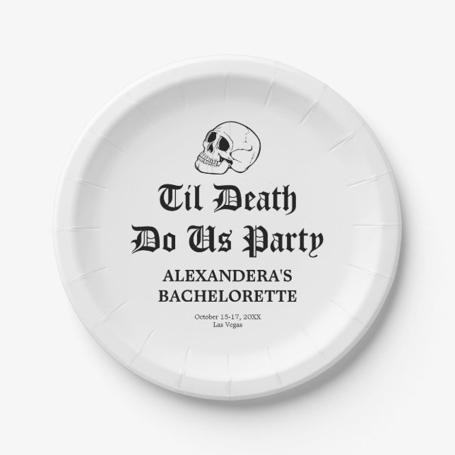 Til Death Do Us Party Bachelorette Paper Plates (Front)