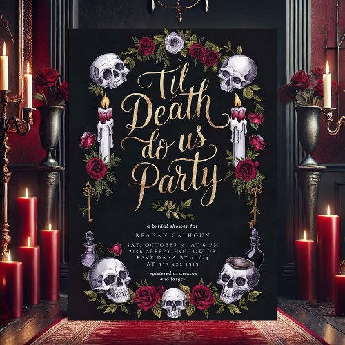 Til Death Do Us Party Gothic Bridal Shower Invitation