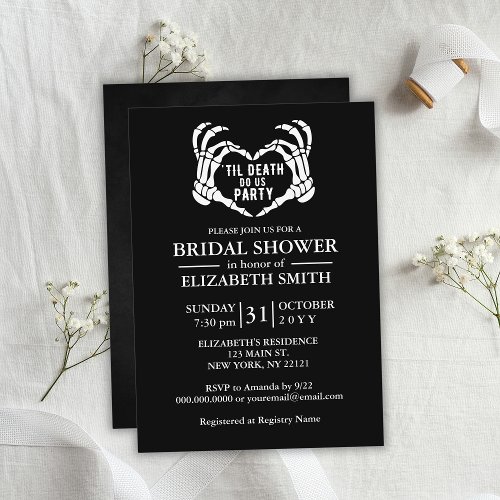 Til Death Do Us Party Halloween Bridal Shower Invitation