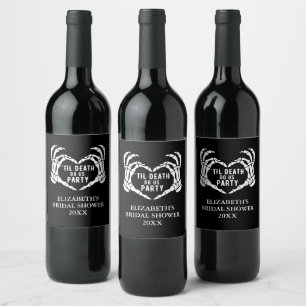 Til Death Do Us Party Halloween Bridal Shower Wine Label