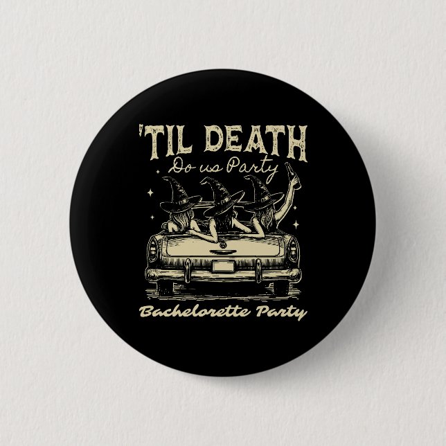 Til Death Do Us Party Halloween D Yellow Button (Front)