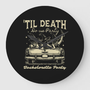 Til Death Do Us Party Halloween D Yellow Large Clock