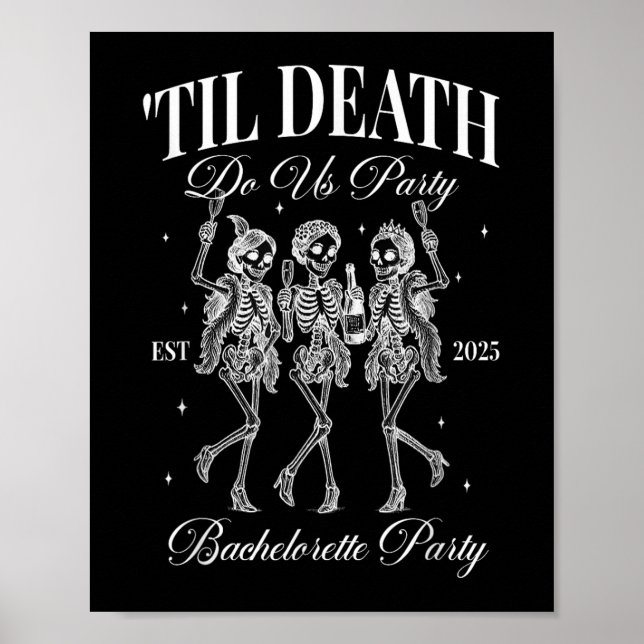 Til Death Do Us Party Retro Halloween Bachelorette Poster (Front)