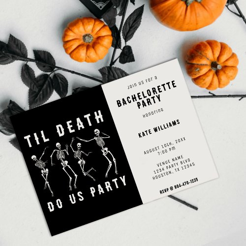 Til Death Do Us Party Skeleton Bachelorette Party Invitation