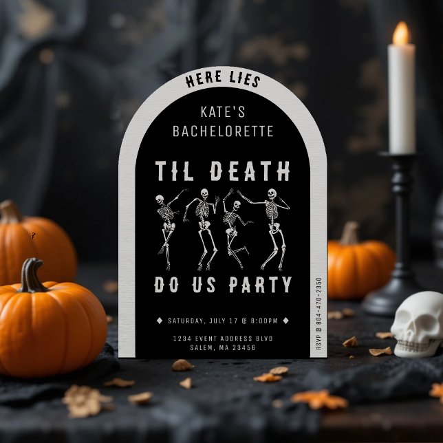 Til Death Do Us Party Skeleton Bachelorette Party Invitation (til death do us party bachelorette party invitation)