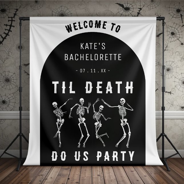 Til Death Do Us Party Skeleton Bachelorette Party Tapestry (til death do us party dancing skeleton bachelorette party backdrop)