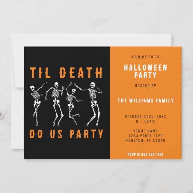Til Death Do Us Party Skeleton Halloween Party Invitation (Front)