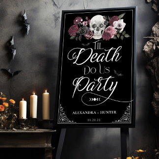 Til Death Do Us Party Watercolor Skull Wedding Foam Board