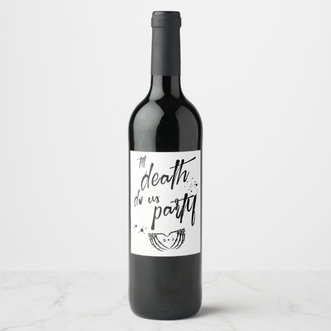 Til death do us party wedding favor wine label (Front)