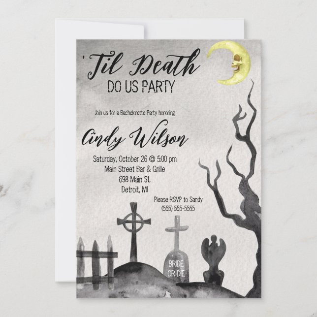 Til Death Do We Party Bachelorette Party Invitation (Front)