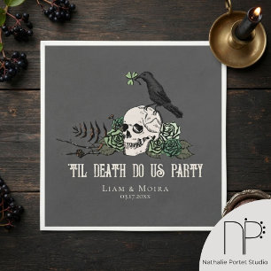 Til Death Goth Irish Skull Bridal Shower Party Napkins
