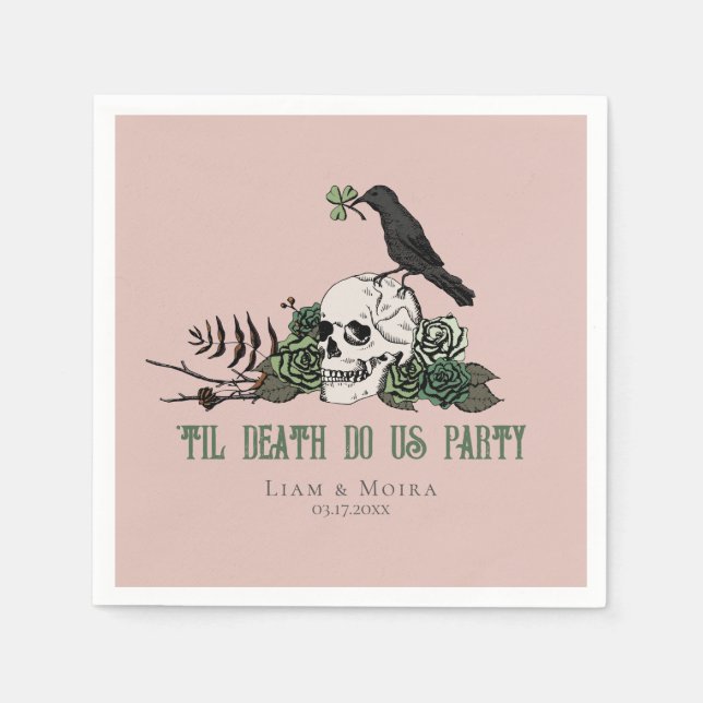 Til Death Goth Irish Skull Bridal Shower Party Napkins (Front)