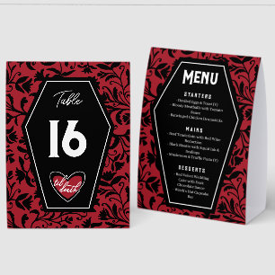 Til Death Goth Wedding Menu & Table Number Paper Table Tent