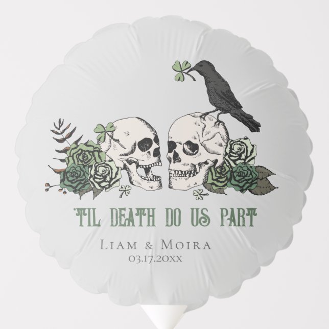 Til Death Gothic Bridal Shower Skull and Roses Balloon (Front)
