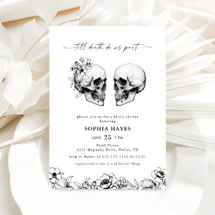 Til Death Gothic Floral Skull Black Bridal Shower Invitation
