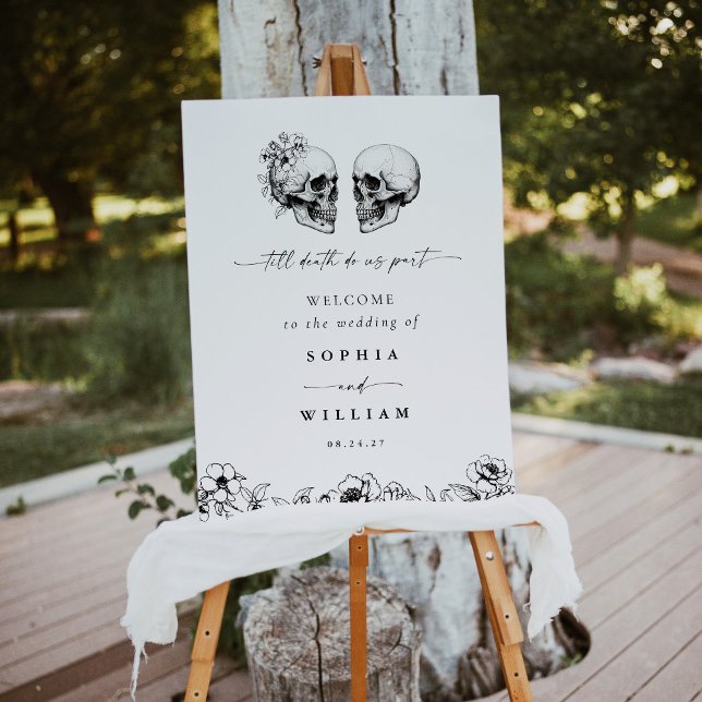 Til Death Gothic Floral Skull Black Wedding Sign (Creator Uploaded)