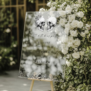 Til Death Gothic Floral Skull Black Wedding Sign
