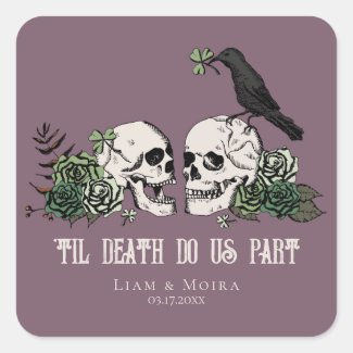 Til Death Gothic Floral Skull Irish Wedding