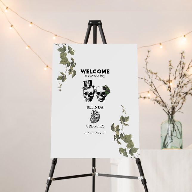 Til Death Gothic Heart Floral Skulls Wedding Foam Board (In Situ (Stand))