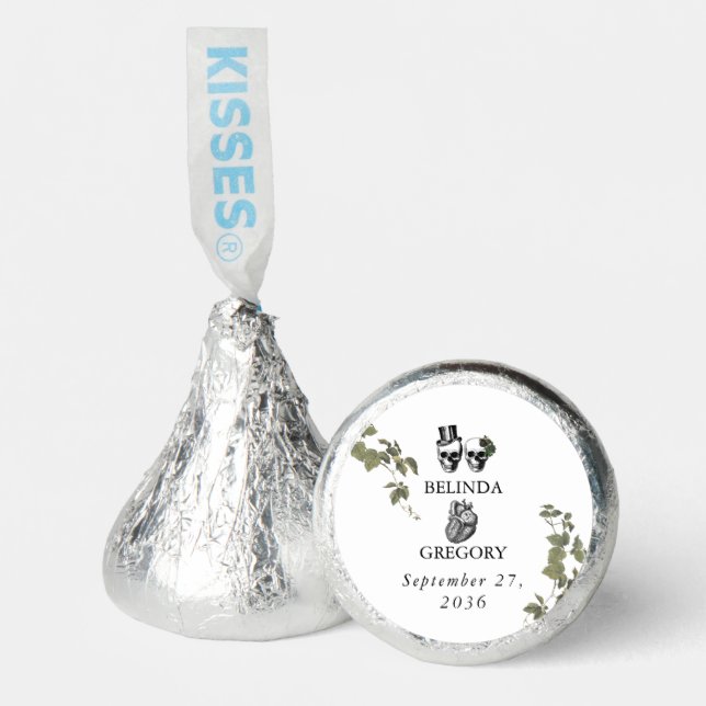 Til Death Gothic Heart Floral Skulls Wedding Hershey®'s Kisses® (Front)