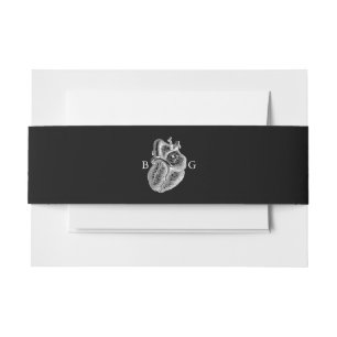Til Death Gothic Heart Floral Skulls Wedding Invitation Belly Band