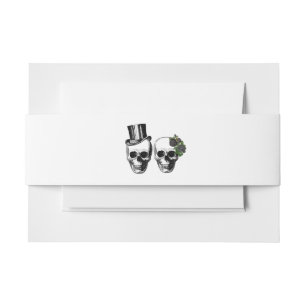 Til Death Gothic Heart Floral Skulls Wedding Invitation Belly Band