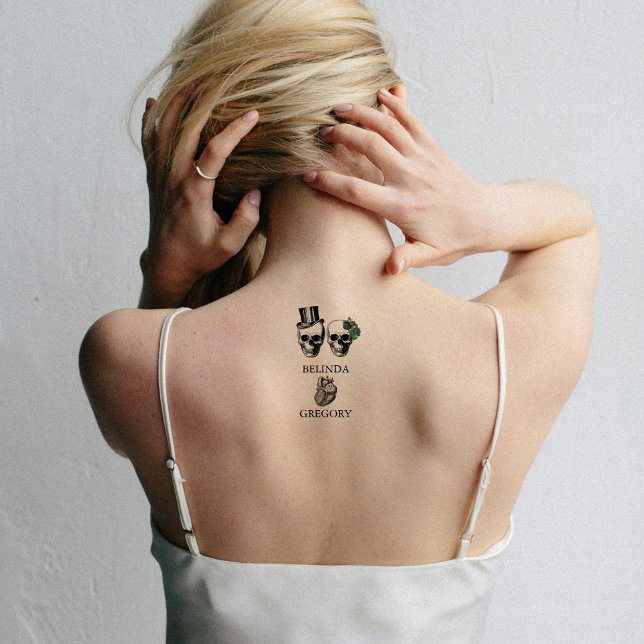 Til Death Gothic Heart Floral Skulls Wedding Temporary Tattoos (Til Death Gothic Heart Floral Skulls Wedding Temporary Tattoos)