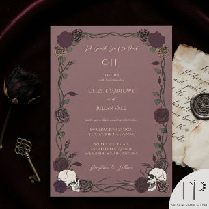Til Death Gothic Roses Mauve Pink Wedding Invitation