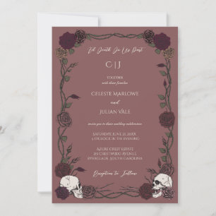 Til Death Gothic Roses Mauve Pink Wedding Invitation