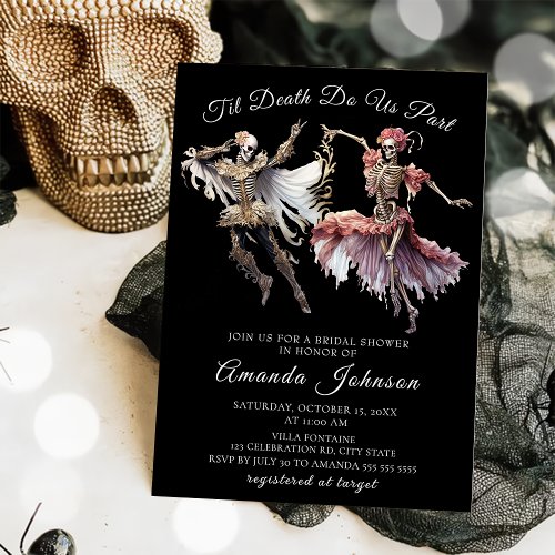 Til Death Gothic Skeleton Halloween Bridal Shower Invitation