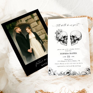 Til Death Gothic Skull Photo Black Bridal Shower Invitation