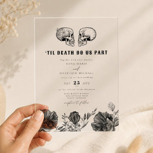 Til Death Gothic Skull Wedding Details and Acrylic Invitations