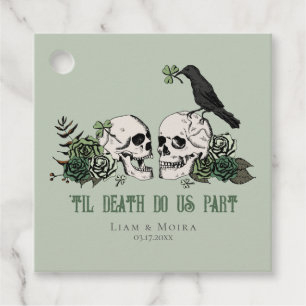 Til Death Gothic St Patricks Day Floral Skull Favor Tags