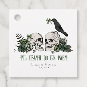 Til Death Gothic St Patricks Day Floral Skull Favor Tags
