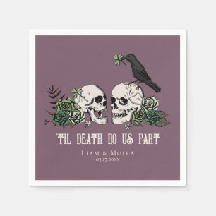 Til Death Gothic St Patricks Day Floral Skull Napkins