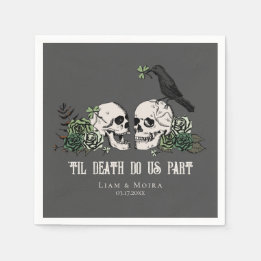 Til Death Gothic St Patricks Day Floral Skull Napkins