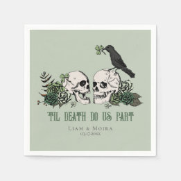 Til Death Gothic St Patricks Day Floral Skull Napkins