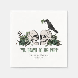 Til Death Gothic St Patricks Day Floral Skull Napkins