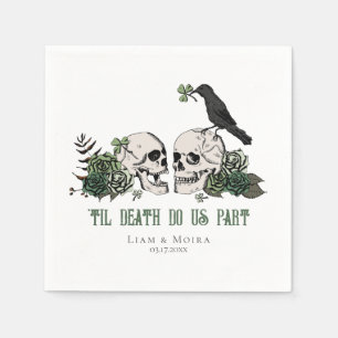 Til Death Gothic St Patricks Day Floral Skull Napkins