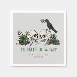 Til Death Gothic St Patricks Day Floral Skull Napkins