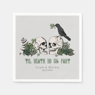 Til Death Gothic St Patricks Day Floral Skull Napkins