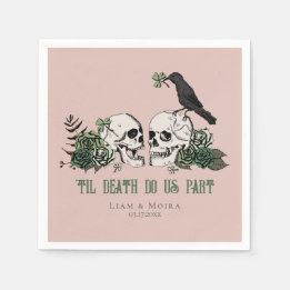 Til Death Gothic St Patricks Day Floral Skull Napkins