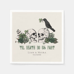Til Death Gothic St Patricks Day Floral Skull Napkins