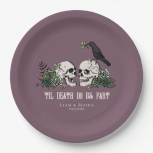 Til Death Gothic St Patricks Day Floral Skull Paper Plates